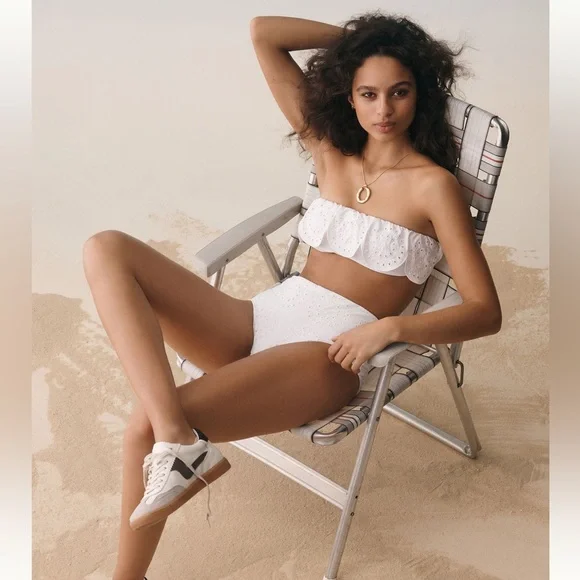 Seafolly NWT Sz 10 (US) gorgeous eyelet bandeau (w/strap) & hi-waist bikini - Picture 7 of 15